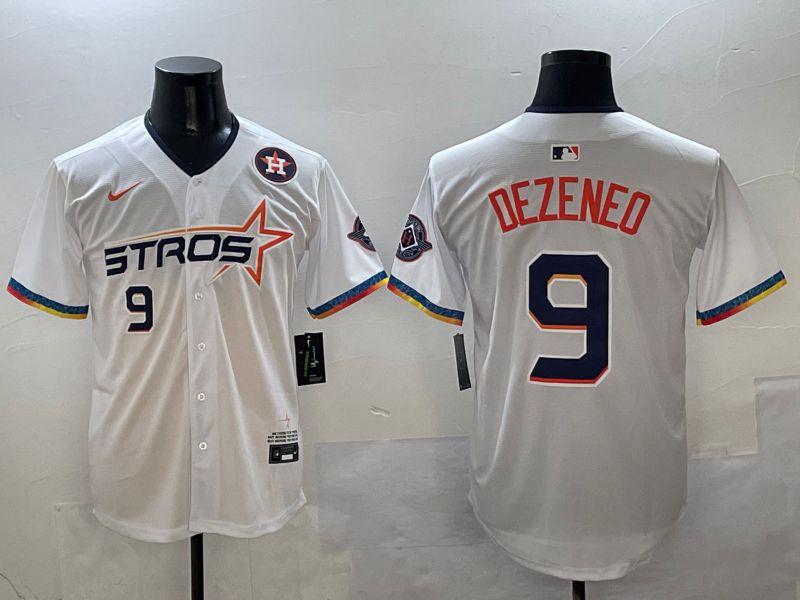 Men Houston Astros #9 Dezeneo White Fourth generation Joint Name Nike 2025 MLB Jersey style 5
